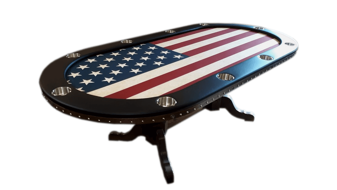 Oval table with American flag design